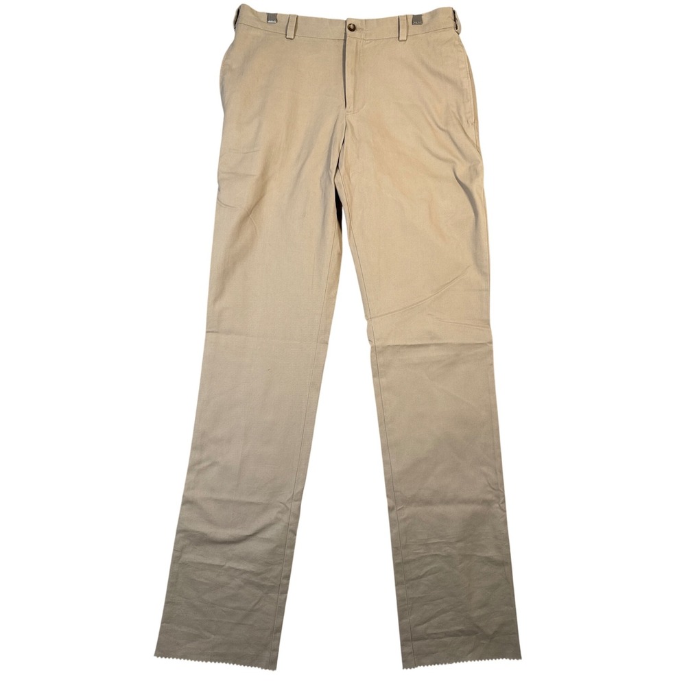 Franks Pants Mens Golf Trim Fit Flat Front Khaki Pants 34x Unhemmed New USA made